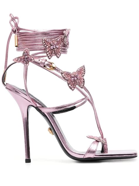 crystal butterflies metallic sandals versace|versace crystal butterfly sandals 115mm.